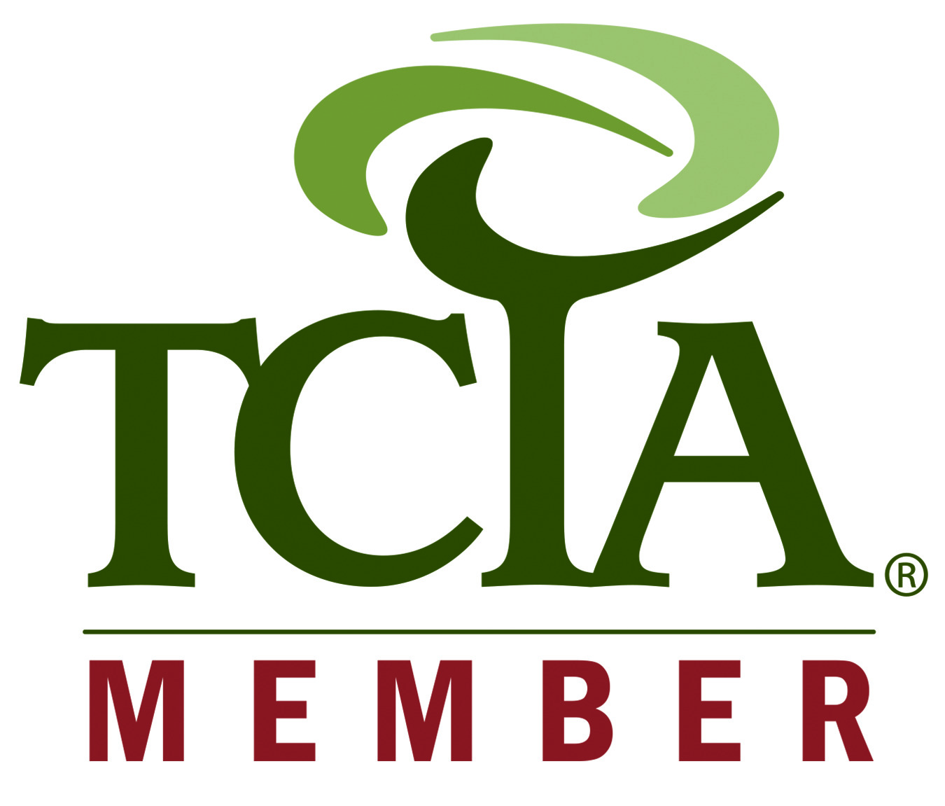 Logo with the text “TCIA MEMBER.” The green “TCIA” letters feature a stylized tree above, signifying a certified and fully trained member, with “MEMBER” in bold red capitals below.
